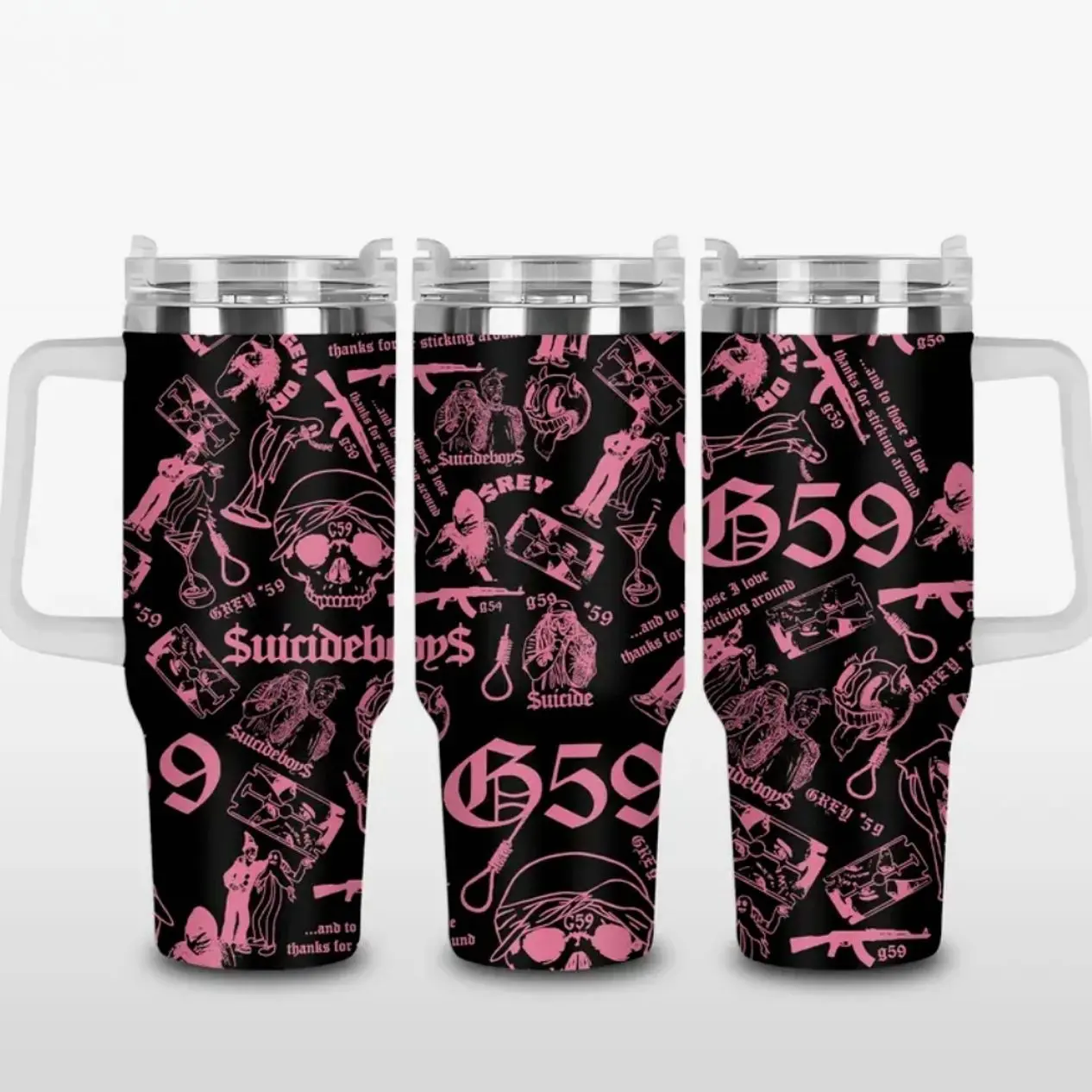 $uicideboy$ Inspired 20oz/30oz/40oz Stainless Steel Tumbler – Double Wall Vacuum Insulated Travel Mug, Dark Aesthetic Rap Fan Gift, Reusable Daily Drinkware