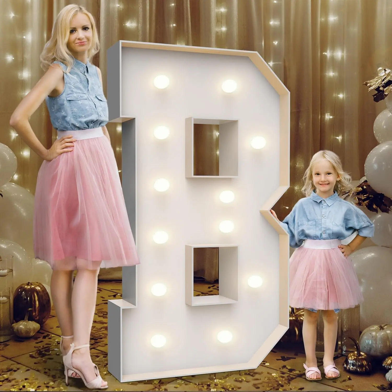 4FT Marquee Letter B Set Kit, Festive & Party Decoration with Weighted Water Bag, Pre-Cut Foam Board for Birthday Event, Wedding Celebrations