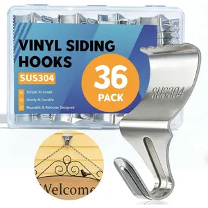 36 Pack Vinyl Siding Hooks, No Hole Vinyl Siding Clips, Heavy Duty Stainless Steel, for Outdoor &  Decoration (36P)
