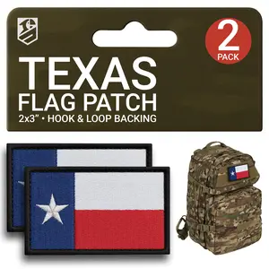 Texas Flag Patch Set – 2Pcs Embroidered Tactical Patches (2x3 Inches)