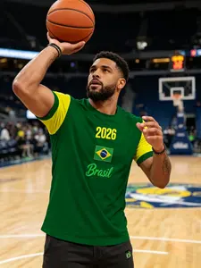 2026 World Cup Brazil Theme 3D Print Short Sleeve Men's Flag Football T-Shirt, Samba Army Fan Gear, Casual Slim Fit