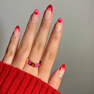 Valentine's Day Press-On Nails | French Manicure | Heart Design