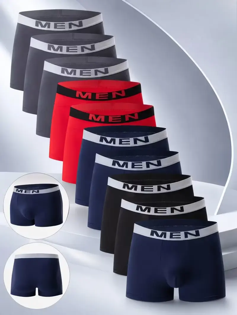 Men's Soft Stretch Plain Boxer Briefs - Menswear, Breathable Athletic Daily Underwear, Sport, Basics, Daily Wear