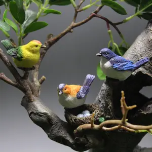 Cute Resin Bird Crafts: Garden & Bonsai Decor Accessories, Bird Nests, Bird Eggs, and Miniature Landscape Ornaments