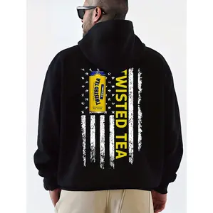 Super Soft Twisted Tea Fleece Hoodie For Men With Breathable Loose Fit And Convenient Pockets For Moisture Wicking Comfort