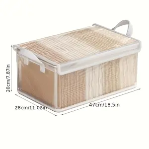 4 Large Transparent PVC Folding Storage Boxes with Lids - Foldable Dustproof Organizer for Clothes, Pants, and More - Suitable for Home and Dormitory Use, Transparent Design for Easy Viewing, Wardrobe Storage Tool (Model DM119)