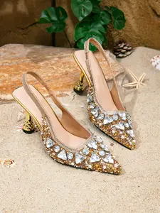 Hot-selling fashionable women's mules/slides , kitten heel sandals. Cinderella shoes. Pointed-toe high-heeled sandals. Comfortable insole, suitable for weddings, proms, parties, daily commuting and walking. kitten heels sandals women red bottom heels