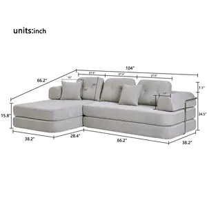 105-inch U-shaped sectional sofa - modern and suitable for living room, comfortable, no assembly required, popular boneless sectional sofa loveseat, Christmas gift corduroy
