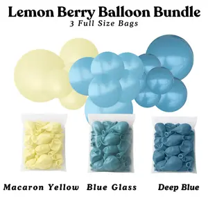 Lemon Berry Balloon Bundle - Macaron Yellow, Blue Glass, Deep Blue