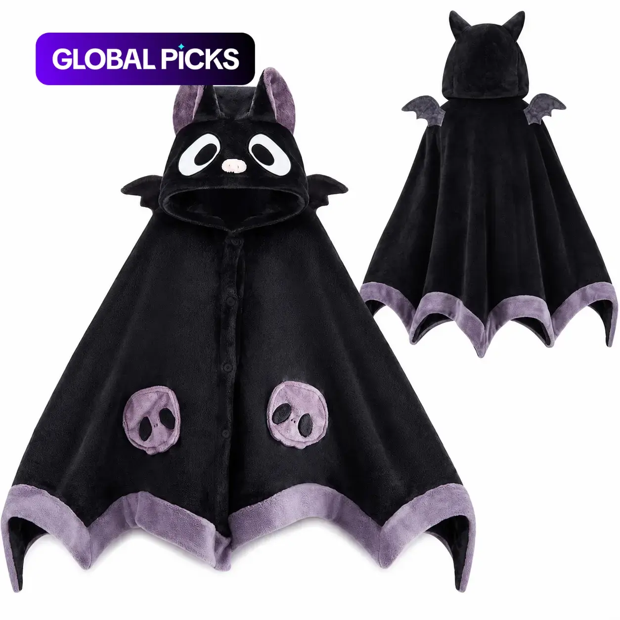 Cozy Bat Hooded Cape Blanket for Adults, Ultra-Soft Plush Warmth Wearable Throw, Hooded Design, Versatile Use, Perfect for Halloween Parties, Cosplay, Home Lounge, Festive Photos #GLOBAL PICKS
