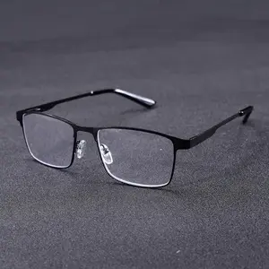 Mens Square Reading Glasses with Blue Light Lens, Durable Metal Frame, Presbyopic Eyeglasses +1.0 to +4.0, Stylish & Comfortable Eyewear for Work-from-Home, Online Learning, Gaming, Daily Screen Time