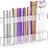 Acrylic Straw Holder Organizer Modular Design Cabinet Storage Rack, Space-Saving Straw Dispenser for Cabinet Doors or Countertops, Coffee Bar Organization, Acrylic Straws Organizer