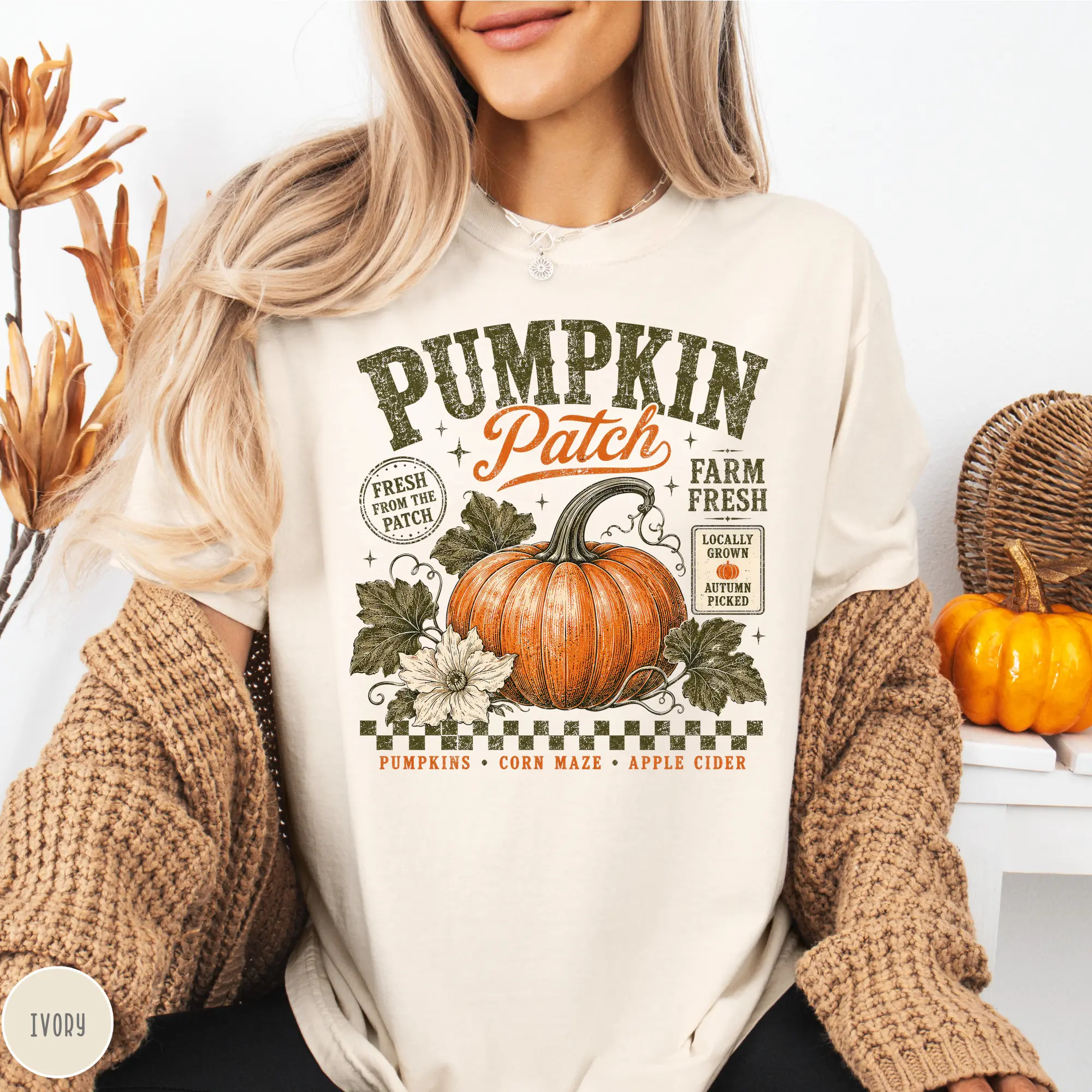 Comfort Colors® Pumpkin Patch T-shirt, Vintage Autumn Shirt, Farm Fresh Pumpkin Tee, Retro Fall Shirt, Autumn Pumpkin Patch Shirt