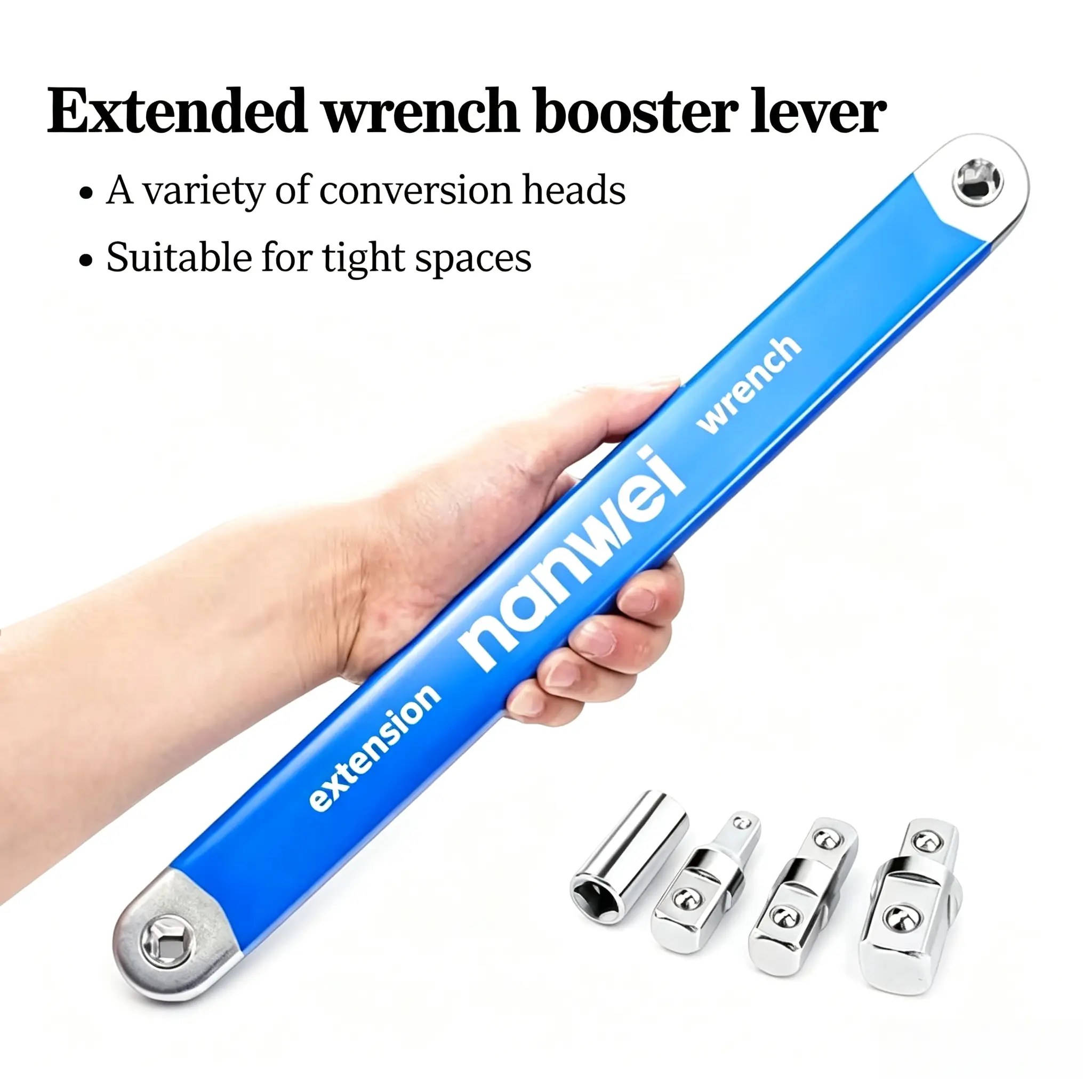 NANWEI Offset Wrench universal Extension Booster Lever, Labor-Saving Torque Extender Bar with Multi-Size Conversion Adapters, for Ratchet Wrench Socket Auto Repair & Narrow Space Garage Hand Tool, chain drive