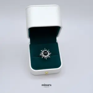 MINARA 950 Silver ANILLO SOL ONIX .Ring With Adjustable Hoop.