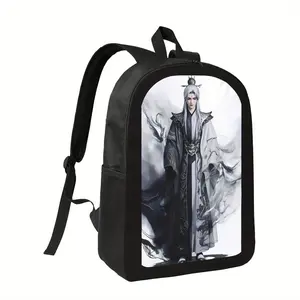 Elegant Black and White Robe with Intricate Dragon Motifs - Stylish, Spacious, Foldable Lightweight Backpack for Daily Commute, Casual Daypack | Elegant Backpack | Polyester Lined, Backpack for Travel