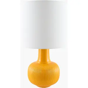 Lemon Yellow Coastal Table Lamp with linen details for bedside or console tables