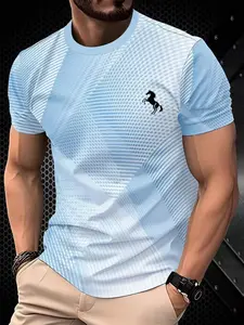 Men's Short Sleeve 3D Printed T-Shirt, Casual Slim Fit, Breathable Quick-Dry, All-Season Streetwear, Athletic Outdoor Top