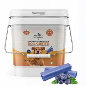 Large BlueBerry -42 pack - MilanTails Premium Gold Yak Cheese Himalayan Dog Chews, Dog Treats for Dogs, All Natural, High Protein, for Aggressive Chewers (BlueBerry)