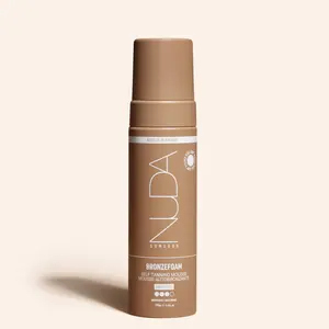 NUDA | BRONZEFOAM - Self Tanning Mousse | Sun-Kissed Glow, Fast-Drying, No-Stick Award winning Formula made with Clean Ingredients Enriched with Coconut Oil, Cucumber & Mango Extracts Mango Fragrance, Vegan Lightweight Apricot