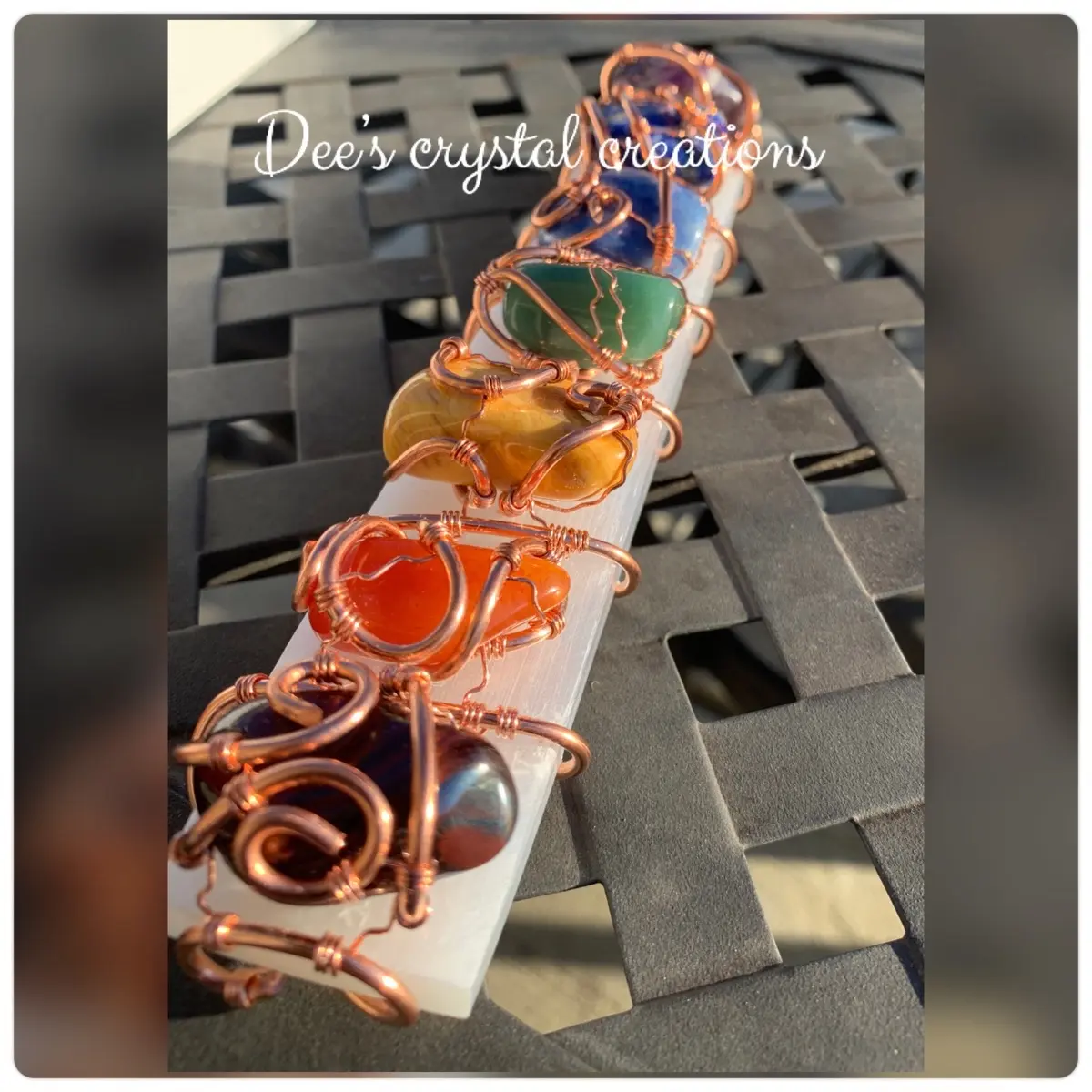 Chakra selenite wand