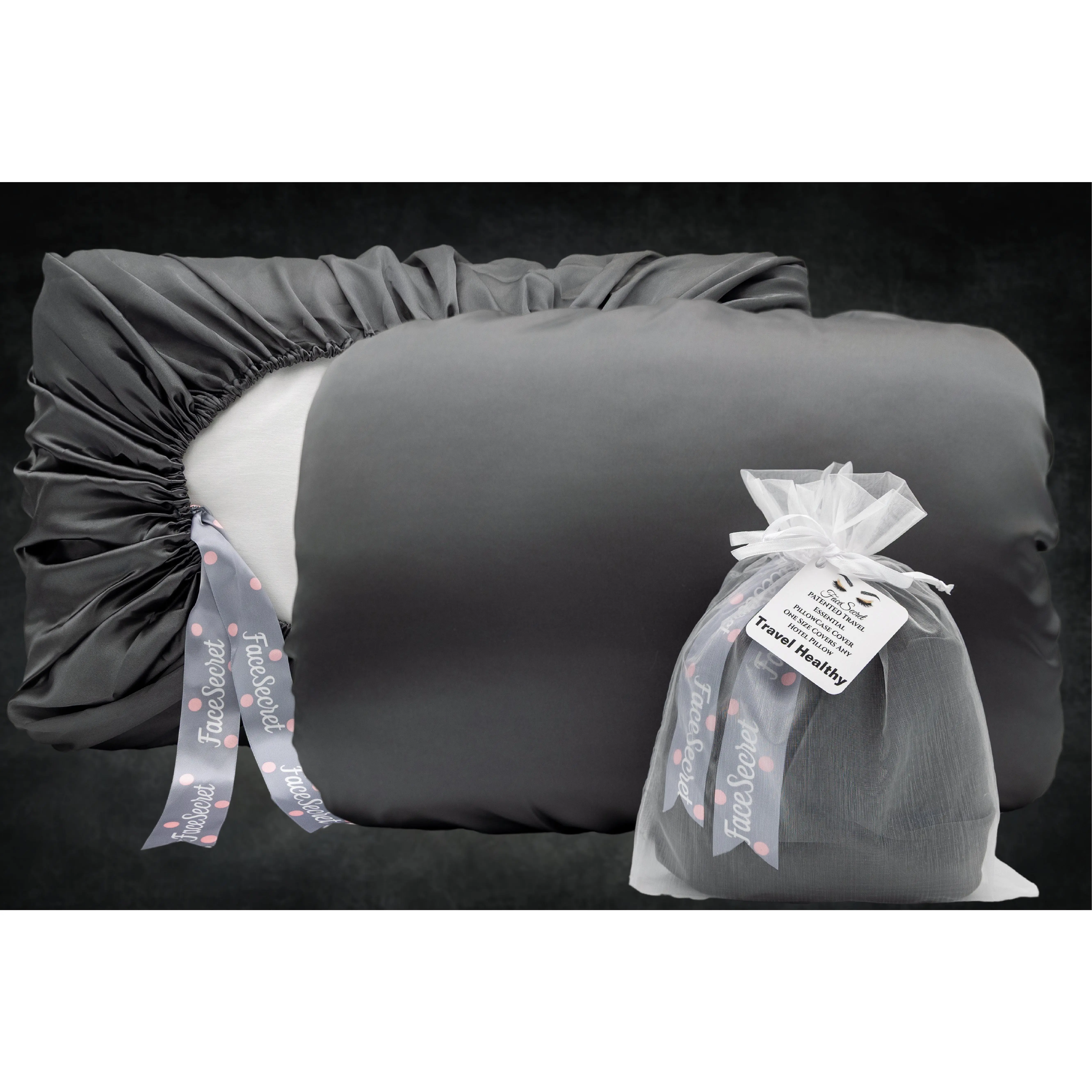 Satin Gray Travel SlipOver Pillowcase