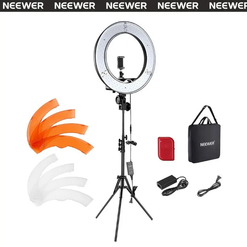 NEEWER RL-18 18" 55W LED Tripod Light, Photography Flash with Cold Shoe Mobile Holder, Compatible with iPhone/Android/Camera for Content Creator Lighting, Video Recording, Selfie Makeup