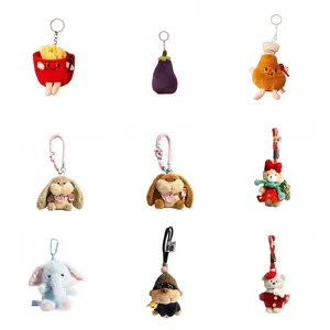 LUNNE Trendy Cute Mini Bunny Bear Food Bag Charm Keychain for Keys Backpack Gifts Plush Soft Adorable Accessory All Match Supremely Soft Versatile Design