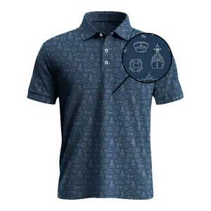 [Polo Shirt 2026] Anchor Nautical Polo Shirt for Men – Navy Coastal Golf Polo, Maritime Pattern Casual Summer Shirt
