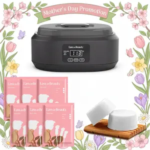 EasyinBeauty Black Paraffin Wax Machine, 3000ml Large Digital Wax Warmer for Hands & Feet, Sleek Home Spa Kit with 6 Rose Wax Packs (2.64 lbs), Professional Smooth Skin Treatment