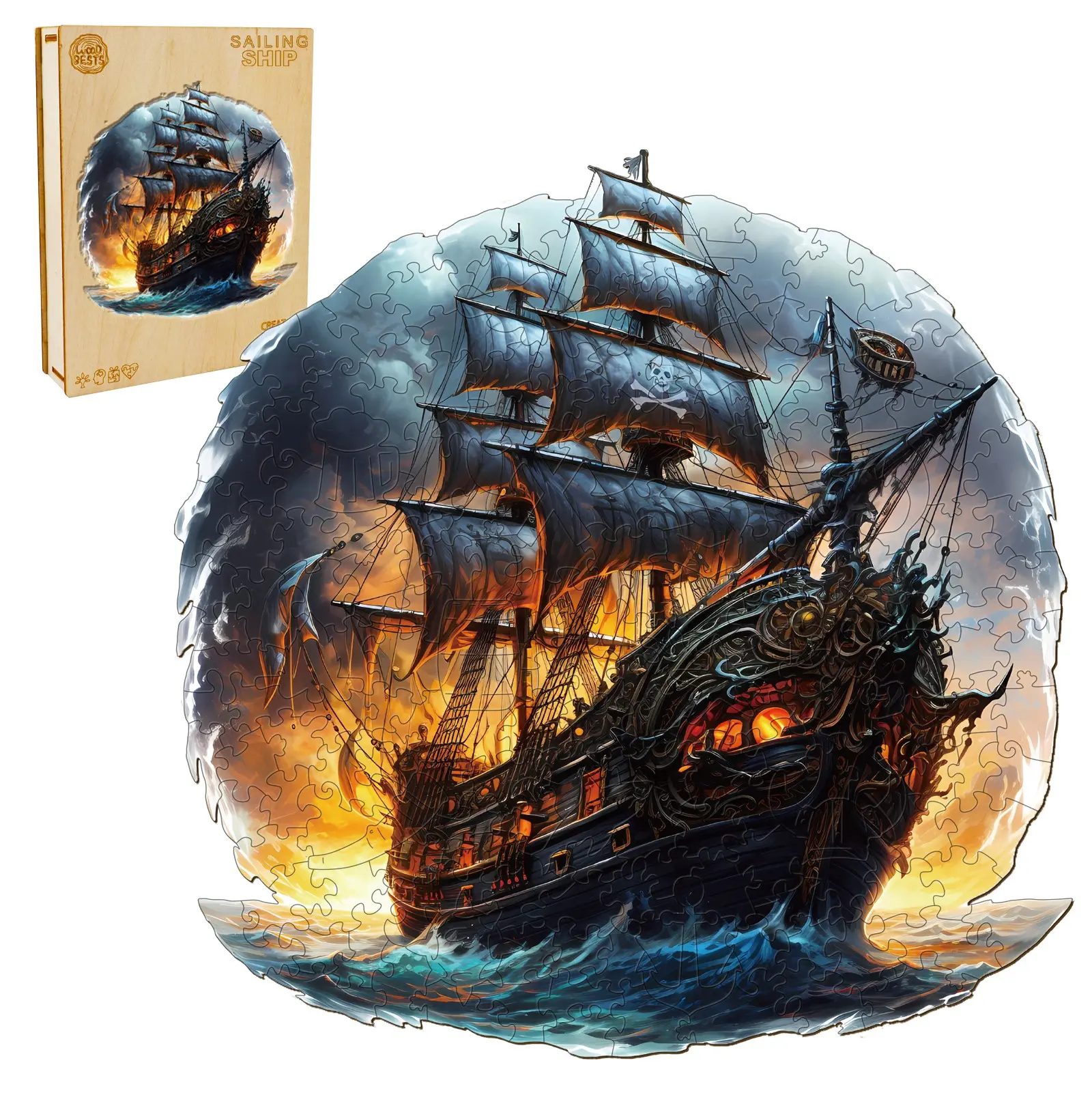Sailing Ship for Adults and Kids Unique Shape Animal Wood Puzzles Challenging Puzzle, Family Game Creative Gifts，Laser-Cut Durable HDF Wood Puzzle