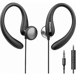 PHILIPS | Over The Ear Headphones with Mic Behind Flexible Wrap Around Design for Sports Running Exercise Gym Use Audio Black
