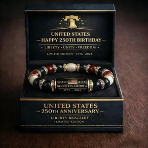 [American Flag Bracelet] Positioning Chalcedony Tube Drill Ring Bracelet, American 250th Anniversary Commemorative Bracelet, Commemorative Gift