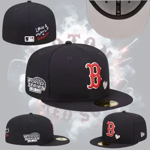 New Era Boston Red Sox 59FIFTY Fitted Cap – MLB World Series Hat, Premium Flat Brim Streetwear, Gorras Para Hombre