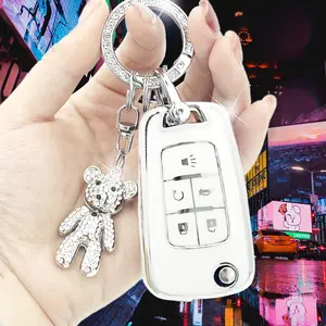 Cartoon Bear Design Car Key Case, Car Key Protective Cover, Car Key Decorative Case Compatible With Chevrolet, Cruze, Captiva, Summer Gift