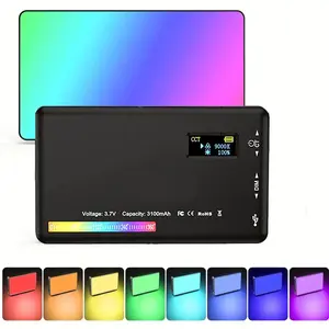 RGB LED Camera Light - Rechargeable , Portable Pocket Light with Adjustable Modes for Video Conferencing, Photography & Selfies, USB-C,, Colorful Display, Indoor Use