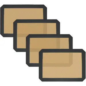 Small Silicone Baking Mats, Set of 4,11-4/5x8-1/4 Inch Quarter Sheet Size, Non Stick, BPA Free, 1/4 Baking Sheet Pan Liner for Cookies, Macaron, Bread, Pastry, Toaster (Grey)