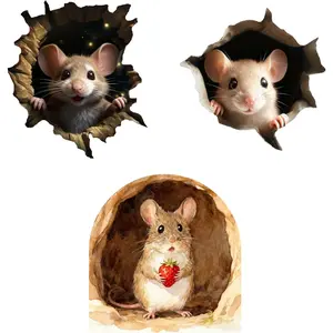 Funny  Hole Realistic Wall Decal Peel and Stick, Sticker with  Effect, Funny Wall Stickers for Bedroom, Door Corner or Baseboard Decor (Set of 3)