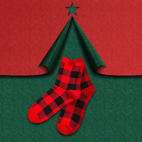 PatPat Women's Red Plaid Christmas Socks - Soft, Stretchy, Comfortable - Matching Family Clothing Set Accessory - Ideal for Christmas Pajama Sets, Halloween Use, SpringGlowUp, RefreshedLook