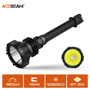 ACEBEAM P20, High-end Professional Long-Range Flashlight, 1400 Yards Beam Distance, 5500 Lumens, Emergency Tactical Flashlight for Vehicles, CNC Precision Machining, Ultra-Sturdy (Black - SFT-90X LED)