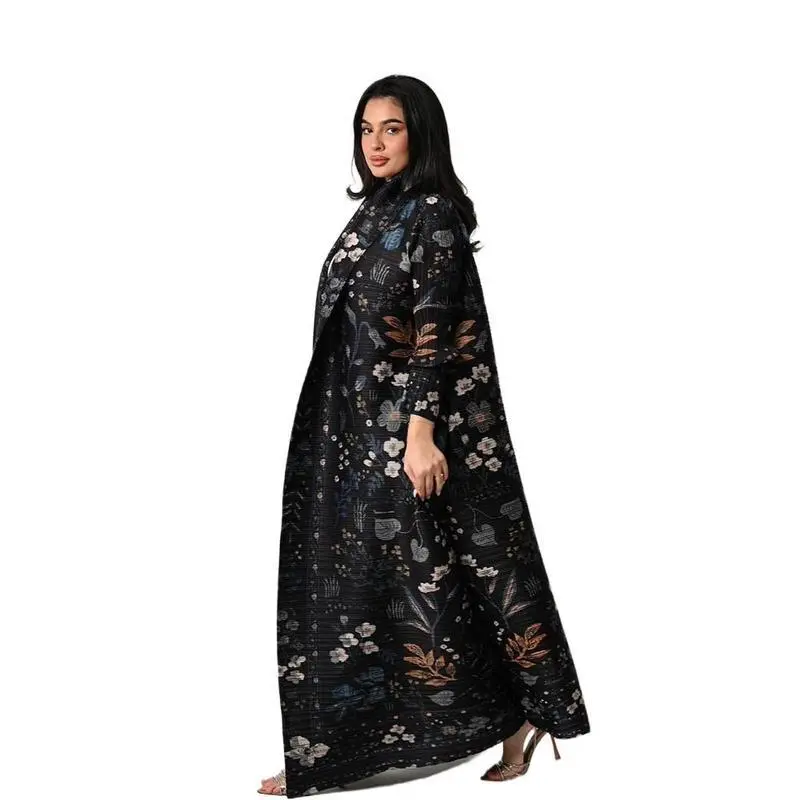 Dubai Abaya Luxury Evening Coat For Women Formal Robe Eid Abaya Ramadan 2025 Female Pleated Cardigan Long Sleeve Trench Coats Dubai Abaya Luxury Evening Coat For Women Formal Robe Eid Abaya Ramadan 2025 Female Pleated Cardigan Long Sleeve Trench Coats