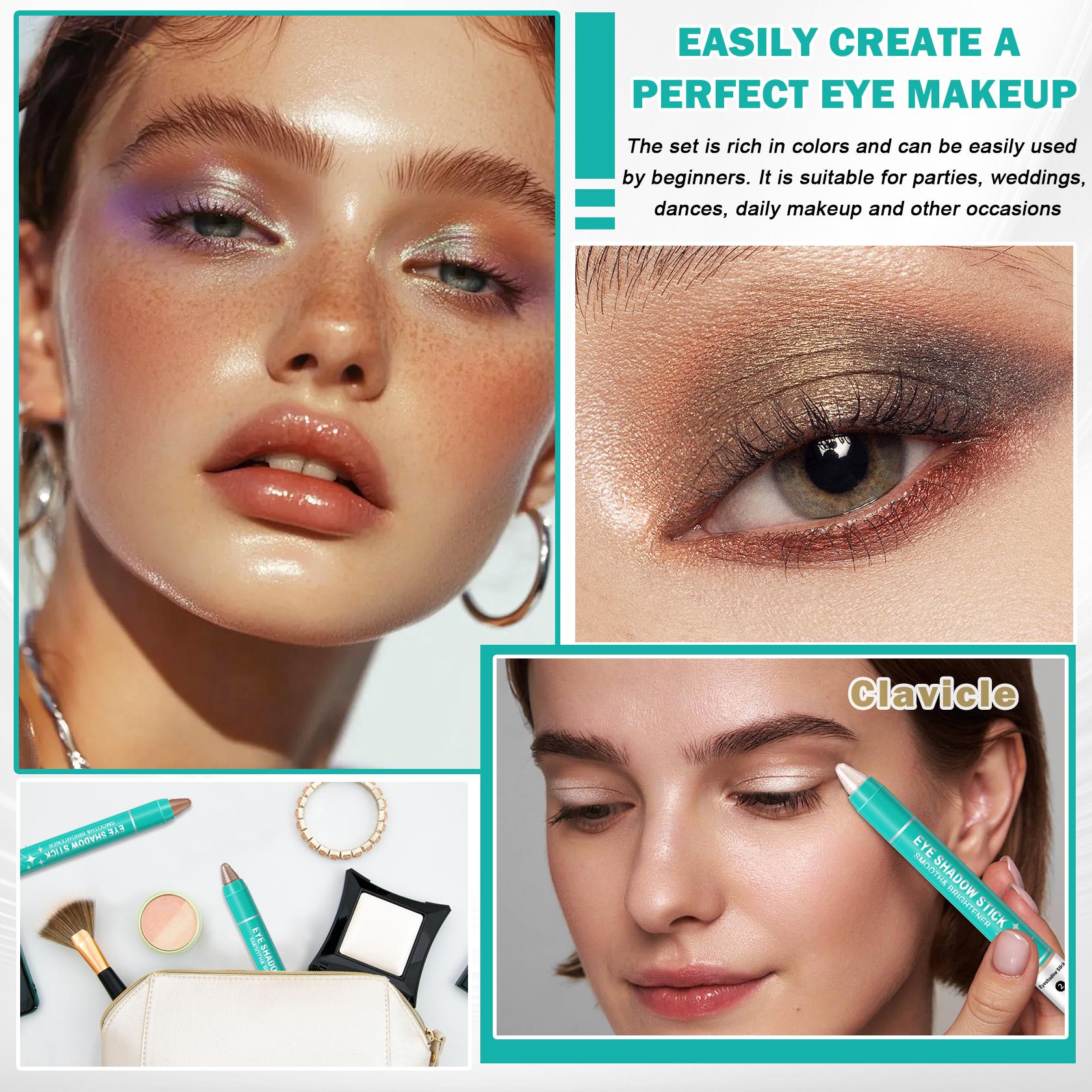 8PCS Eyeshadow Stick,Shimmer And Neutral Champagne Pink Metallic Eye Shadow sticks,Cream Eyeshadow Pencil Crayon with Smudge-proof & Waterproof,Eye Brightener Stick