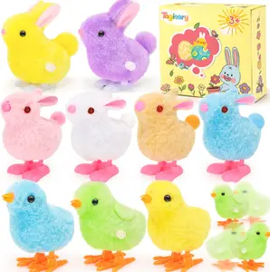 9pcs Wind-Up Toy Set: Plush Bunny & Chick | Easter Basket Fillers, Party Favors, Classroom Prizes | Great Birthday Gift (No Retail Box)