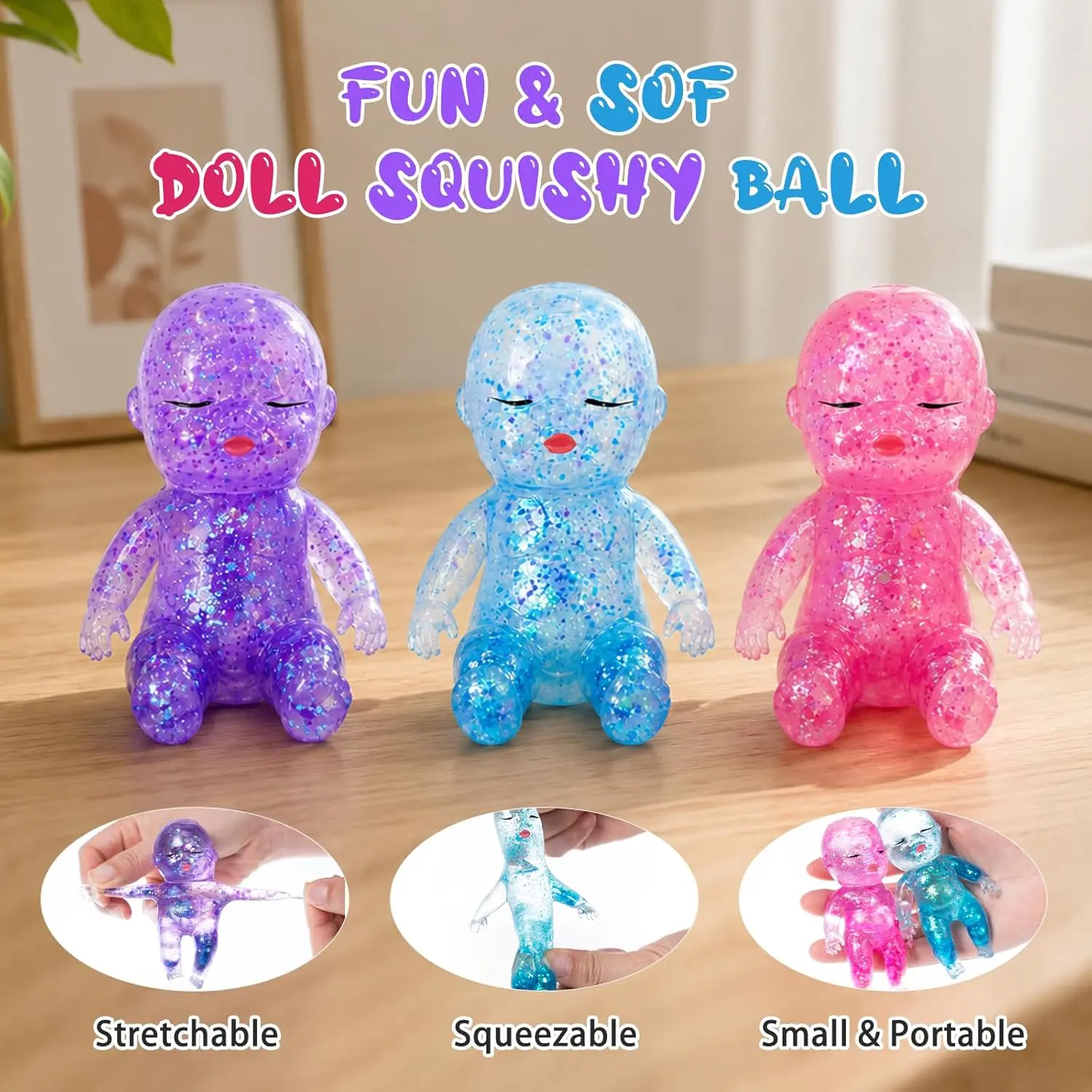 Auction 3PCS Baby Squishy Squeeze Toy Soft Slow Rise Transparent Stretchy Fidget Toy Cute Novelty Toy