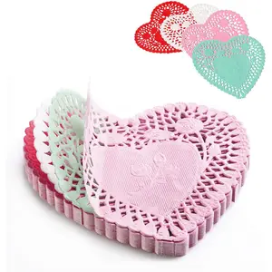 Heart Doilies: Elegant Paper Doilies for Crafts and Valentines 4 inch - 100 Pcs of Paper Heart Doilies in Red, Pink, White, Blue (25 Each) - Perfect for creative decorations.