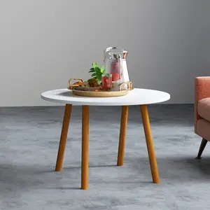 Dining Table with Solid Wood Leg Small Round End Table Removable Mini Desk Wooden Coffee Side Table Living Room Furniture Sofa Bedside Round Table Bedroom Home