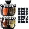 Stainless Steel 360° Rotating 2-Tier Revolving Spice Rack Set with 12 Sturdy Transparent Glass Seasoning Bottles, Kitchen Countertop or Cabinet Organizer Accessory