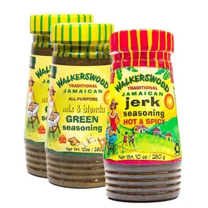 x Walkerswood Mix and Blenda Green Seasoning, 10 oz + Jamaican Jerk Seasoning, Hot, 10 oz