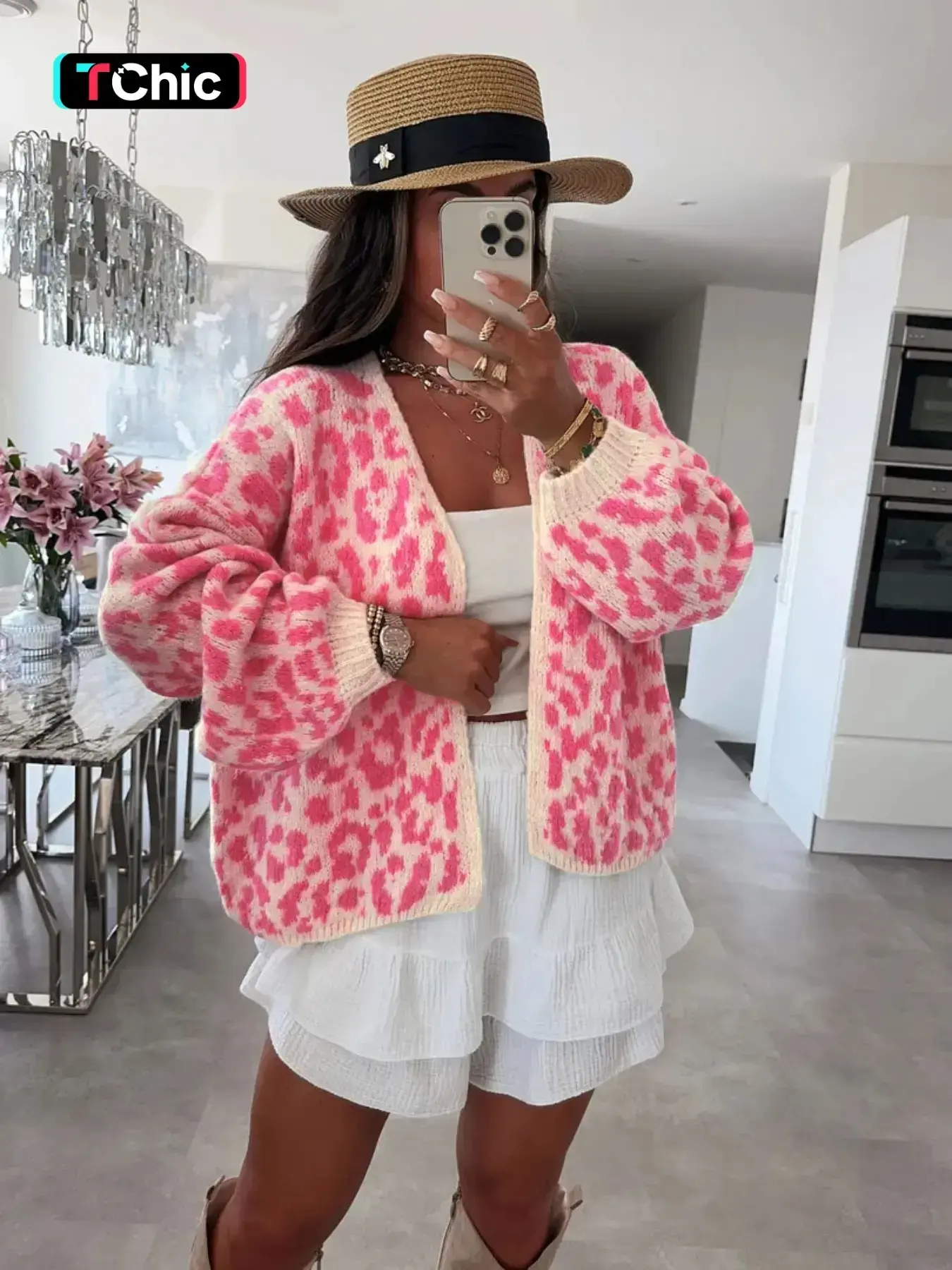 Women's Colorblock Leopard Drop Shoulder Baggy Cardigan, Casual Long Sleeve Open Front Knitwear for Fall & Winter, Fashion Women's Knit Clothing for Daily Wear
