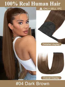 Human Hair Ponytail Real Natural Hair Clip In Ponytail invisible Human Hair High Ponytails 12-24 inch 40G-60G Real Hair Ponytail Extension Ponytail Hair Extensions